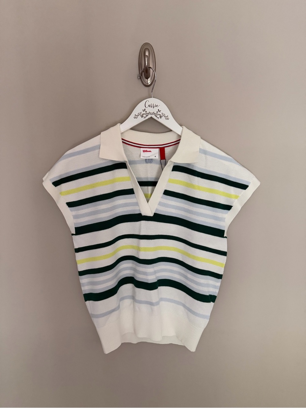NWT Wilson W Swing Polo Striped Knit Sleeveless Top Size Small $78